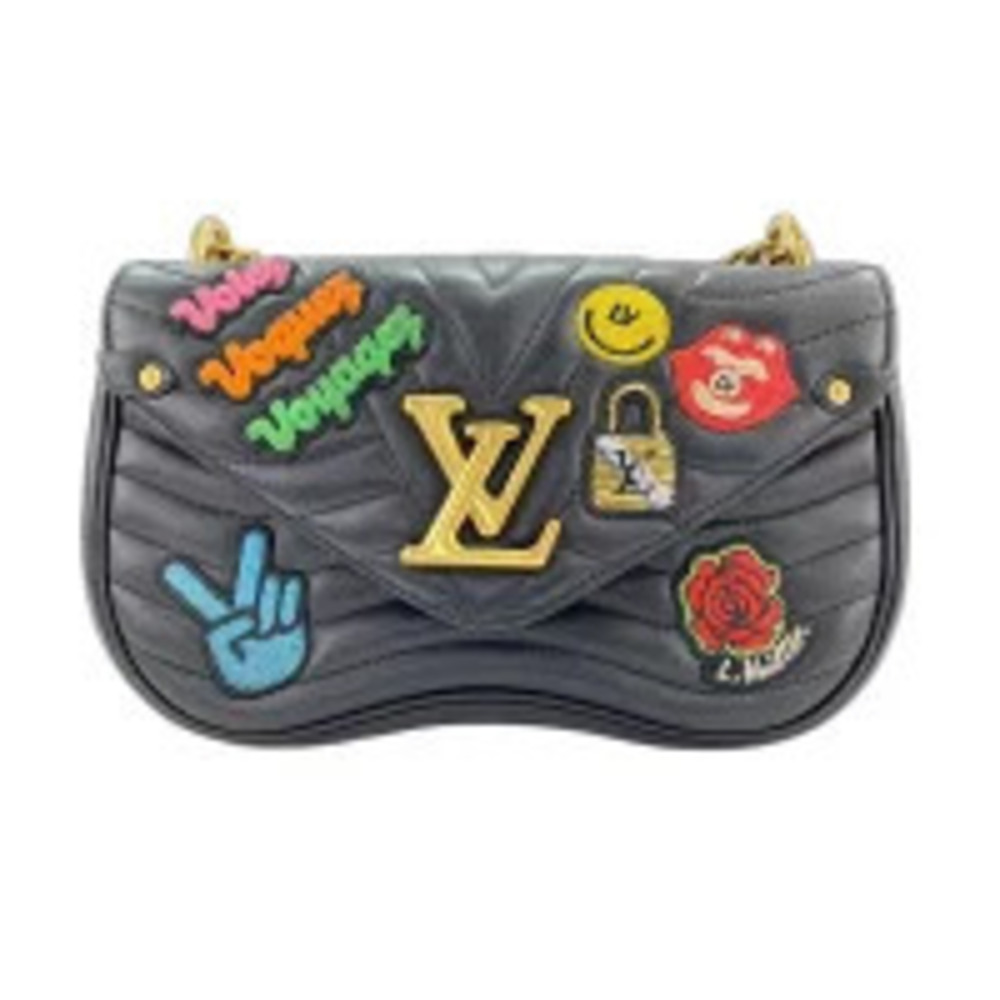 Louis Vuitton New Wave Patches Collection Shoulder Bag Leather Black